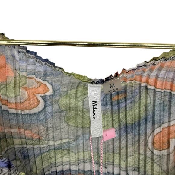 Vintage Y2K Euro Printed Top Milano Printed Plisse Pleated Sleeveless Blouse M - Picture 6 of 8